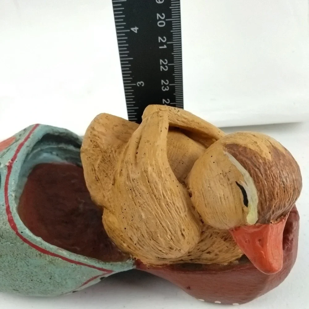 Vintage 1990s Rare House Of Hatten Resin Duck On Clog Spring Decor Folk Art